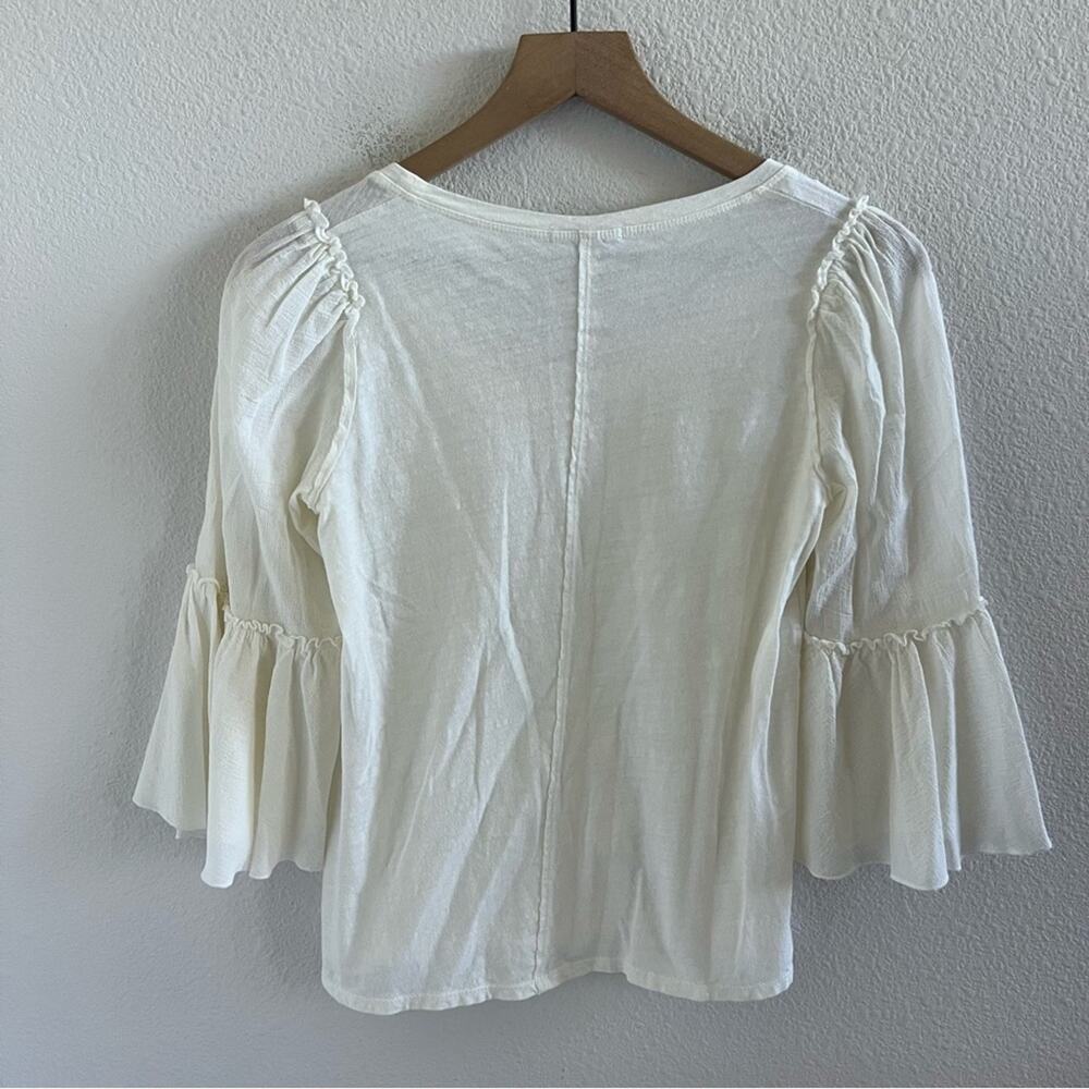 Bordeaux White Cream Burnout Blouse Statement Sleeve Top XS - Picture 6 of 6